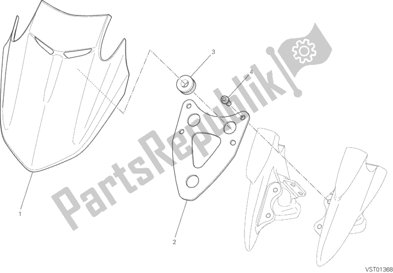All parts for the Windshield of the Ducati Diavel FL USA 1200 2015